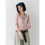 ピンク | オープンショルダーレイヤードニット | jouetie