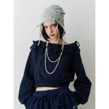 ネイビー | レースドッキングオフショルプルオーバー【セットアップ対応】 | jouetie