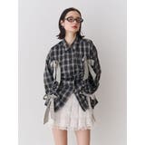 ブラック | ギャザーリボンルーズシャツ | jouetie