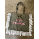 カーキ | ロゴレースフリルトートバッグ | jouetie