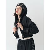 ブラック | スタッズコンパクトジップフーディ【セットアップ対応】 | jouetie