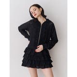 ブラック | レースクロップドZIPフーディー【セットアップ対応】 | jouetie