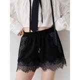ブラック | レースドッキングカットショートパンツ | jouetie