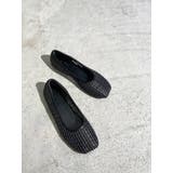 ブラック | 透かし編みフラットシューズ | Ungrid