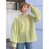 ピスタチオ | カットワークボリュームスリーブブラウス | Ungrid