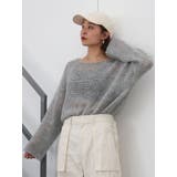 ライトグレー | 透かし編みル－ズニット | Ungrid