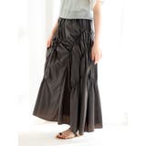 チャコールグレー | ランダムギャザースカート | Ungrid