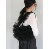 ブラック | チュールコンビベロアショルダーバッグ | Ungrid