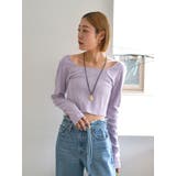 パープル | スクエアネックショートロングスリーブTee | Ungrid