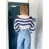 透かし編みボーダーショートニット | Ungrid | 詳細画像10 