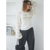 透かし編みボーダーショートニット | Ungrid | 詳細画像3 