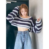 透かし編みボーダーショートニット | Ungrid | 詳細画像8 