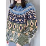 フェザーヤーンコンビ求心柄ニット | Ungrid | 詳細画像9