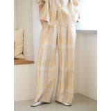 ベージュ | リネン混チェック柄パンツ | Ungrid