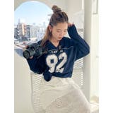 ネイビー | メッシュコンビナンバリングロングスリーブTee | Ungrid