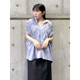 ブルー | リネン混ギャザーノースリブラウス | Ungrid