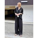 ブラック | リネン混カーブラフパンツ | Ungrid