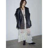ブラック | 【Htage】チュールコンビフェイクレザージャケット | Ungrid