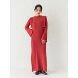 オレンジ | 透かし編みニットワンピース | Ungrid