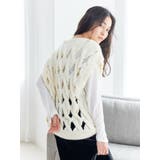 透かし編みデザインハンドニットベスト | Ungrid | 詳細画像14 