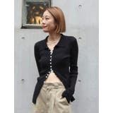 ブラック | ボタンデザインニットカーディガン | Ungrid