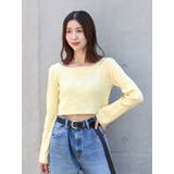 イエロー | ボートネックショートニット | Ungrid