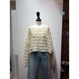 アイボリー | 透かし編みデザインショートニット | Ungrid