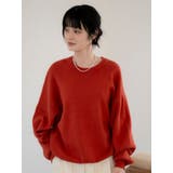 オレンジ | カシミヤ混スムース編みルーズニット | Ungrid