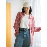 レッド | カットオフデザインチェックルーズシャツ | Ungrid
