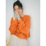 オレンジ | コットン混ショートルーズニット | Ungrid