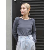 チャコールグレー | リボンデザインロングスリーブTee | Ungrid