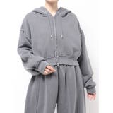 チャコールグレー | ダブルジップピグメントショートパーカー | Ungrid