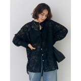 ブラック | レース刺繍ルーズシャツ | Ungrid