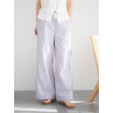 パープル | カットオフデザインストライプラフパンツ | Ungrid
