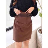 ブラウン | 合皮ベルトコルセットミニスカート | RESEXXY