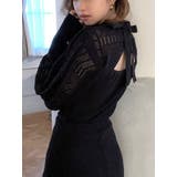 ブラック | バックリボンクロシェ調ニットトップス | RESEXXY