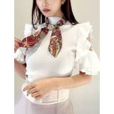 独特の上品 ラッフルスカーフニットトップス[品番：MKSW0049945]｜RESEXXY カットソー(半袖+袖なし)