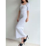 ブルー | パールビーズリブニットワンピース | RESEXXY