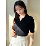 ロゴ刺繍ポロニットトップス | RESEXXY | 詳細画像18 