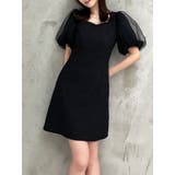 ブラック | パフスリーブチュールミニワンピース | RESEXXY