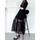 ブラック | ニットコンビレイヤードチュールワンピース | RESEXXY