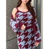 ワイン | ハウンドトゥースシャギーニットタンク【セットアップ着用可能】 | RESEXXY