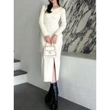 アイボリー | ダブルクロスニットワンピース | RESEXXY