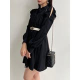 ブラック | シャーリングデザインミニシャツワンピース | RESEXXY