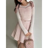 ピンク | ショルダーリボンツイードビスチェ【セットアップ着用可能】 | RESEXXY