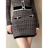 ブラック | ツイードニットバイカラースカート【セットアップ着用可能】 | RESEXXY