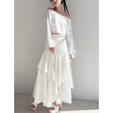 ホワイト | アシンメトリーラッフルフレアスカート | RESEXXY