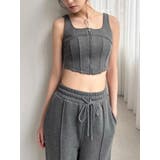 チャコールグレー | センターZIPコルセットトップス【セットアップ着用可能】 | RESEXXY