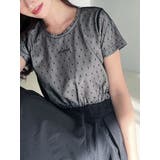 ブラック | ドットチュールレイヤードTシャツ | RESEXXY