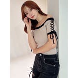 スリーブレースアップバイカラーニットトップス | RESEXXY | 詳細画像13 